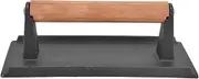 Cast Iron Grill Press for BBQ, Steak, Burgers & Bacon - Heavy Duty Bacon Press Weight with Wooden Handle for Even Heating, Prevents Curling,Grilling Accessories & Outdoor Cooking