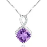Claw-Set Amethyst Infinity Pendant with Diamonds