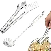 Spaghetti Spoon Server | Pasta Spoon with Teeth and Spaghetti Tongs - Spaghetti Server, Pasta Spoon with Teeth, Comfortable Grip Serving Utensils, Kitchen Cooking Spaghetti Tool