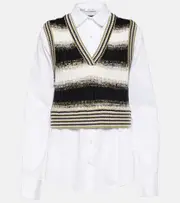 [Veronica Beard] Veronica Beard Spear cotton-blend and wool shirt AU 16 white
