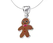 Sterling Silver Gingerbread Man Pendant Necklace for Kids