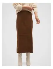 [Seed Heritage] Suede Midi Skirt in Maple