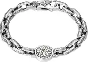 [TYMONT] S925 Sterling Silver Round Sign Six Characters of Truth Turnable Bracelet, Bullying Men's Six Characters of Truth Bracelet