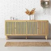Furb Sideboard Storage Cabinet with 4 Doors and Shelves, Compact Sideboard Buffet Cabinet for Living Room, Dining Room, or Hallway - Ample Interior Storage – Minimalist Design with Metal Handles