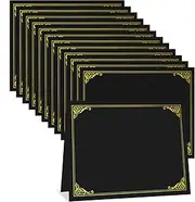 Certificate Holders, 12 Pack Black Diploma Holders with Gold Foil Border, Certificate Covers for 8.5 x 11 Inch Certificate Paper Graduation Award Documents