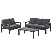 Coogee 3+2 Seater Charcoal Aluminium Sofa Lounge Set - Dark Grey Cushion