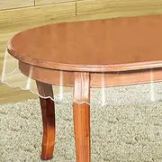 BonzaPicks Clear Plastic 100% Waterproof Tablecloth 60 * 90 Inch Vinyl PVC Oval Table Cloth Protector,Oil Spill Proof Wipe Clean Table Cover for Dining Table, Buffet Parties and Camping
