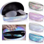 Large Hard Sunglasses Case: Iridescent Holographic Mermaid Design Clam Shell St