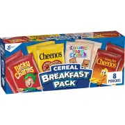 Breakfast Cereal Variety Pack, Lucky Charms, Cinnamon Toast Crunch, and Cheerios
