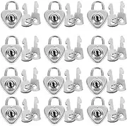 Operitacx 12pcs Heart Padlock Keys Set for Luggage Multi-Functional Travel Locks Mini Heart Padlock Keys Iron Material Safe Security Locks