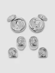 Ox & Bull Men's 925 Sterling Silver Modern Knot Studs & Cufflinks Set