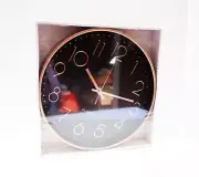 Wall Clock Round 12” Analog Unbranded Black Face Rose Gold Numbers Hands & Frame