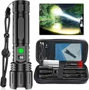 SonoYU LED Torch Rechargeable Flashlight, USB Powerful Handheld Torches,100,000 Lumens,1000M Long Throw Super Bright Powerful Tactical Flashlight, Waterproof Led Torch for Camping,Emergency