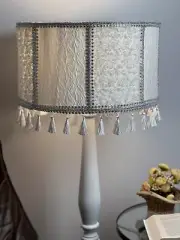 White drum large lampshade , unique lamp shades, mid century shade, retro shade