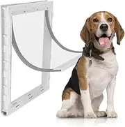 Large Pet Door for Dogs, Easy Installation, Detachable Door Plate with Built in Magnet, Secure Entry and Exit, Wall Embedded Design, for Large and Medium Sized Pets (White)