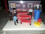 1:24 Scale Tool box, Air Compressor tool cart & Accessories Garage Diorama