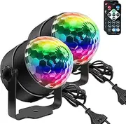 2Packs Disco Lights Mini Disco Ball LED Sound Activated Party Lights RGB Stage Lights 360° Rotating Ball Lights for Indoor Dj Lighting Room Dance Parties Christmas