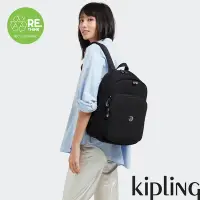 在飛比找Yahoo奇摩購物中心優惠-Kipling 經典百搭黑時尚拉鍊大開口後背包-DELIA 