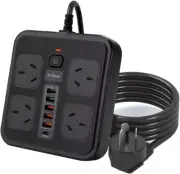 10 In1 Power Strip, Power Board with USB C with 4-Sockets Combo, 5-USB 1-Type-C（
