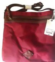 St John's Bay Tote Shoulder Bag Purse Red Nylon Zip Pocket Women