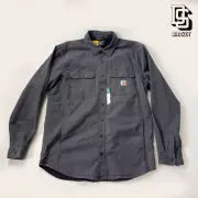 CARHARTT RUGGED FLEX FLEECE LINED JACKET SHACKET CHARCOAL GRAY LARGE TALL SHIRT