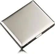CaLeQi Cigarette Case, Handsomely Crafted from Nickel-Plated High-Grade Stainless Steel. Smart Brushed Effect. Holds 20. Ideal Business Gift. with Classy Presentation Box.