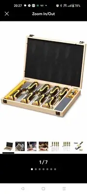 Wood Chisel Set, with 8-Piece CR-V Wood Chisel, 1-Piece Honing Guide, 1-Piece...