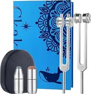 Pack of 2 Weighted Tuning Forks with Natural Gemstone Trigger Point for Sound &Body Healing, OTTO128& OM136.1, Vibration Therapy Tools