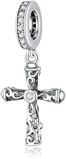[Teleye] Bracelet Charm Bead Vine Cross 925 Sterling Silver Charm Fits For Pandora Bracelet, European Charms Bracelet