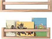 CUCUFA Nursery Bookshelf, 2Pcs Floating Nursery Book Shelves Wooden Wall Bookshelf Baby Book Shelf Organizer Small Wood Book Shelf Wall Mounted for Kids Bedroom Decor