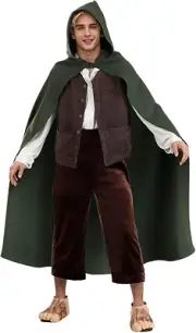 Renaissance Hooded Cape Witch Cloak Victorian with Hood Medieval Wood Elves Hobb