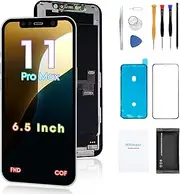 Screen Replacement for iPhone 11 Pro Max 6.5', 3D Touch Display Full Repair kit, Digitizer Assembly with Tools Set, Tempered Glass, Instruction