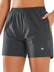 [ALLZERO] Women's Running Shorts 5" Quick Dry Lightweight Athletic Workout Shorts with Zip Pockets Hiking