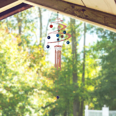 27"Long Spiral Wind Chime with Copper Gem Ornament Home Decor Unique Gift