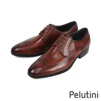 在飛比找momo購物網優惠-【Pelutini】紳士品味翼紋雕花德比鞋 棕色(PE288