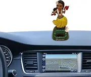 1/4 Car Dashboard Ornament - Hawaiian Shaking Head Dancer Figurine | Shaking Head Doll Car Dashboard Dancing Figure Toy for Car Interior, Solar Powered Dancing Figure Doll for Car Decorations