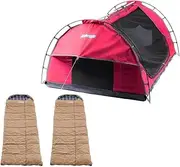Kings Pink Double Swag Camping Hiking Dome Tent + 2X Premium Sleeping Bag -5°C