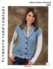 Ladies Vest - Plymouth Yarn KNITTING PATTERN #1508 w/ Larger Sizes Women 36'-56"