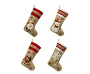 C238 4PCS Christmas Snowman Old Man Deer Snowflake Decoration Stocking Supplies Christmas Pendant Gift Bag Fireplace Pendant