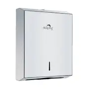 Dolphy Secure Lock Slimline Paper Towel Dispenser - White Stainless Steel, Wall Mounted, M/Z Fold Compatible, Lockable Design