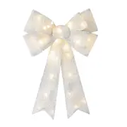 Christmas Bows Light Up Large Double Layer Ribbon Bow Xmas Door Decoration Home Decor-Silver