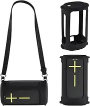 Silicone Case for Ultimate Ears UE EVERBOOM Wireless Bluetooth Portable Speaker,EVERBOOM Portable Travel Sleeve Protective Skin Cover w/Shoulder Strap(Black)