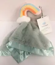 Cloud Island RAINBOW Security Blanket Lovey Green Satin NWT Plush Baby LC