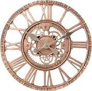 Lily's Home Hanging Wall Clock, Steampunk Gear and Cog Design with a Bronze Finish, Ideal for Indoor or Outdoor Use, Poly-Resin (12 Inches Diameter)