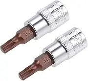 uxcell 2pcs 1/4" Drive x T25 Torx Bit Socket, S2 Steel Bits CR-V Sockets 38mm Length Use with Ratchet Wrench, Slide Bar, Extension Rod