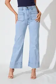 Juani High Rise Wide Leg Jean in Light Blue Denim 8