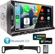 Head Unit Double din 7 " HD Touch Carplay Android Auto Bluetooth Camera