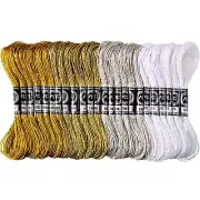 24 Skeins Metallic Embroidery Threads Glitter Embroidery Floss Embroidery Flo...