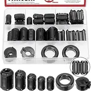 Hilitchi 32PCS Black Noise Suppressor Cable Clip Clip-on Ferrite Ring Core Assortment Kit 3.5mm 5mm 7mm 9mm 13mm 15mm 42mm x 24mm x 16mm Cord RFI EMI Noise Suppressor Filter for Telephones Speakers