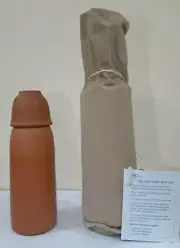 Brown Eco Friendly Clay Bottle 100% Natural keep water cool with protecting bag